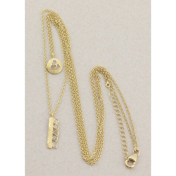 Gold Over Sterling Silver Polki Diamond Slice Layered Necklace 20" to 22" - Picture 3 of 9